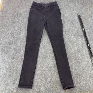 Good American GLV478BT High Rise Skinny Pull On Jeans Black Size 2